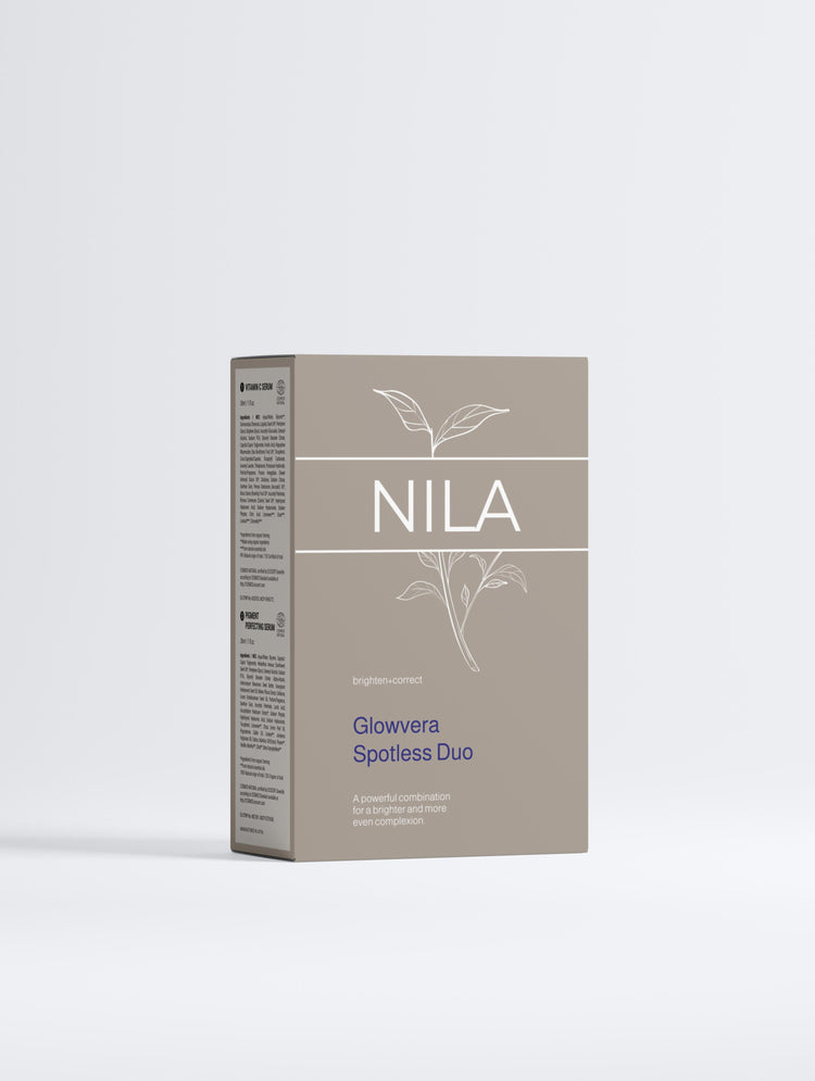Text: Lock in moisture & protect your skin from autumn dryness with NILA’s All-in-One Glow Oil.